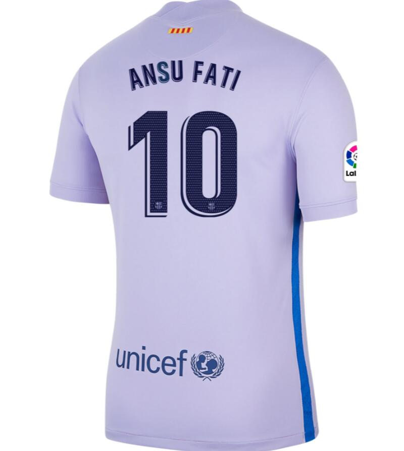 2021/22 Barcelona Away Kit Soccer Jersey with ANSU FATI 10 printing